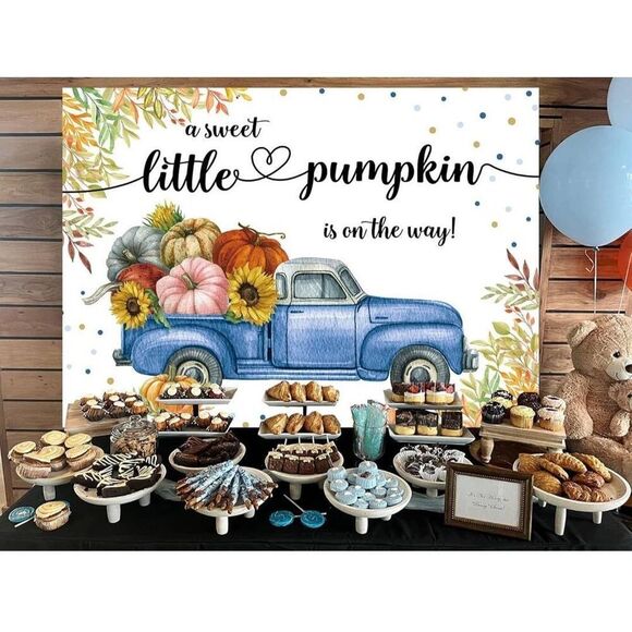 NIP BUTEN FALL THEMED BABY BOY SHOWER BACKDROP - Picture 3 of 6